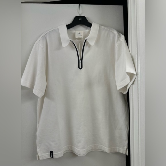 NWT $95 Magnlens Half zip Up Polo Shirt White Small S Cotton Blended Regular Fit - Picture 5 of 12